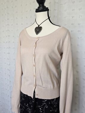 Studio Y Pale Pink Button-Front Cardigan